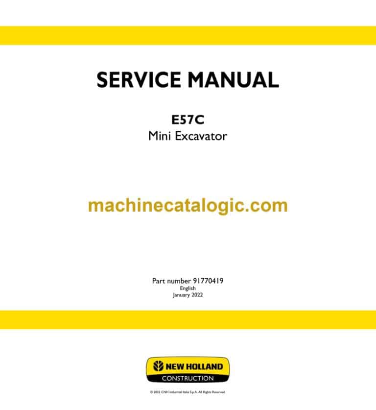 New Holland E57C Mini Excavator Service Manual
