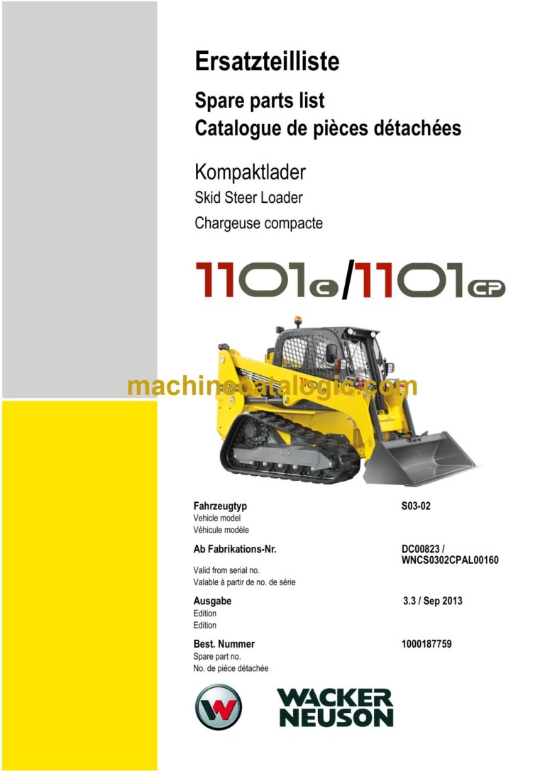 Wacker Neuson 1101C, 1101CP Skid Steer Loader Parts Manual