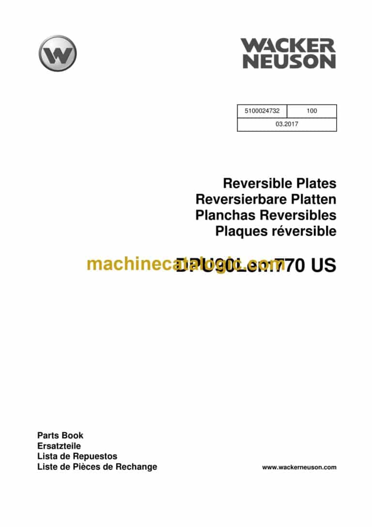 Wacker Neuson DPU90Lem770 US Reversible Plates Parts Manual