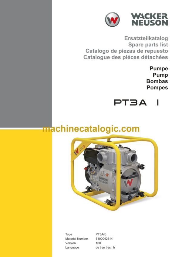 Wacker Neuson PT3A Pump Parts Manual