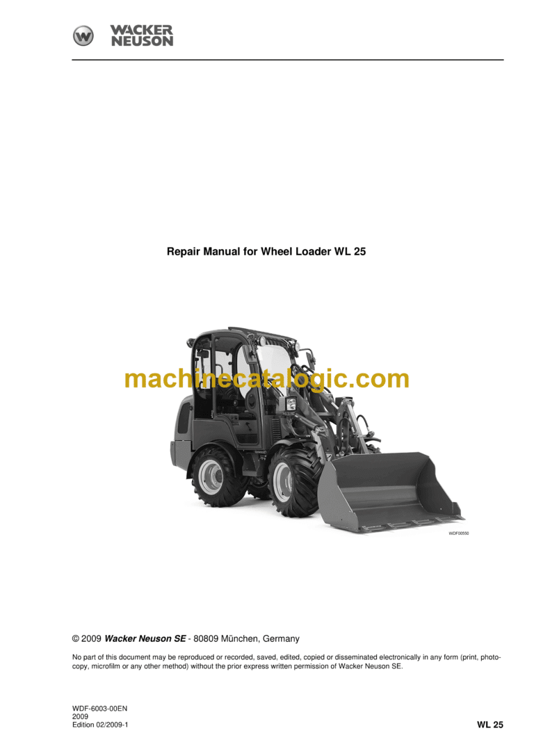 Wacker Neuson WL25 Loader Repair Manual