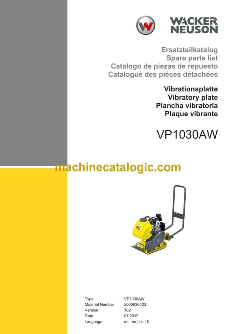 Wacker Neuson VP1030AW Vibratory Plates Parts Manual