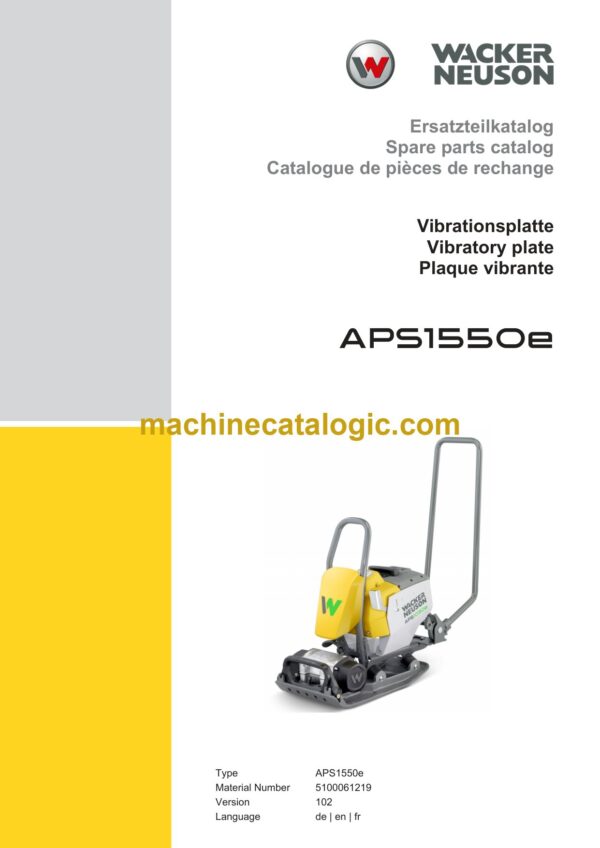 Wacker Neuson APS1550e Vibratory Plate Parts Manual