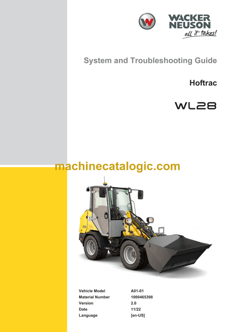 Wacker Neuson WL28 Hoftrac System and Troubleshooting Guide