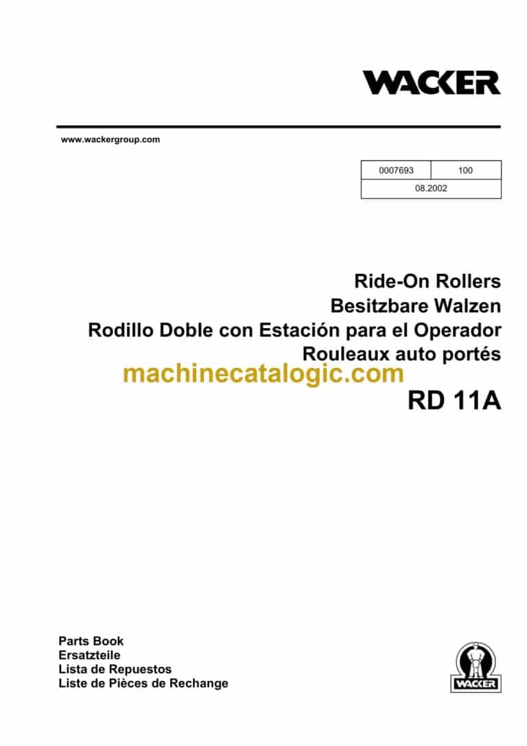 Wacker Neuson RD11A Ride-On Rollers Parts Manual
