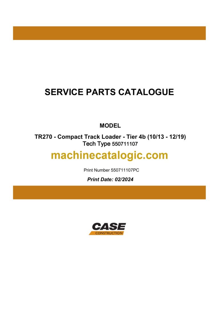 Case TR270 Tier 4B Compact Track Loader Service Parts Catalogue