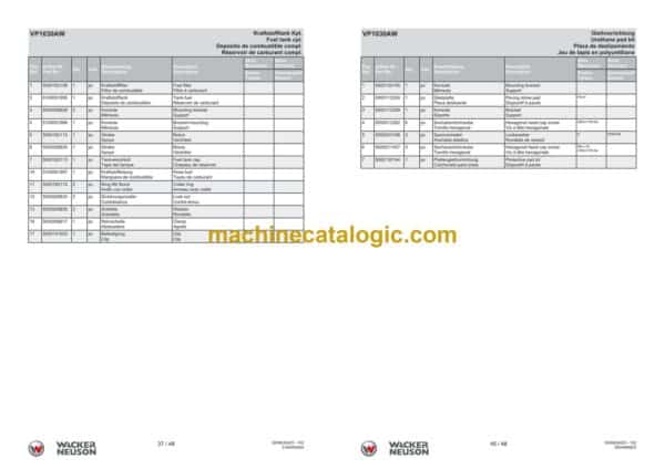 Wacker Neuson VP1030AW Vibratory Plates Parts Manual - Image 2