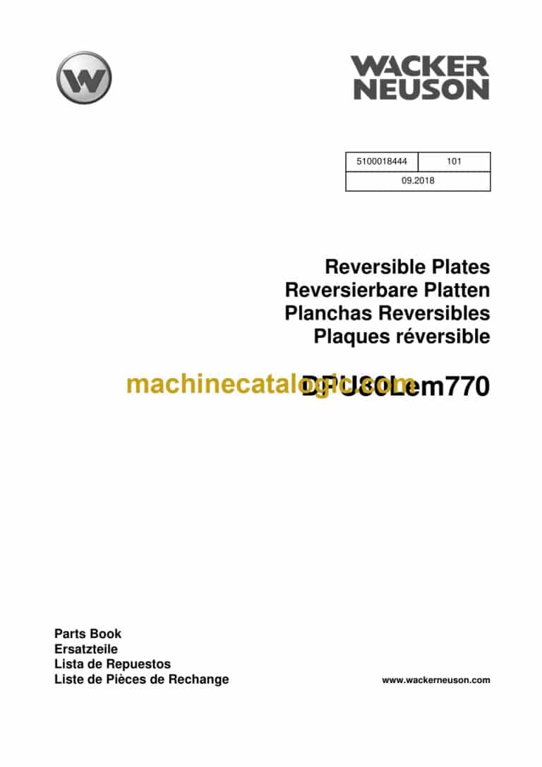 Wacker Neuson DPU80Lem770 Reversible Plates Parts Manual