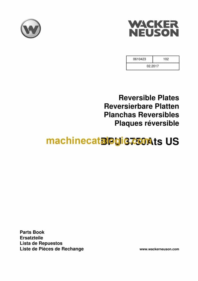 Wacker Neuson BPU 3750Ats US Reversible Plates Parts Manual