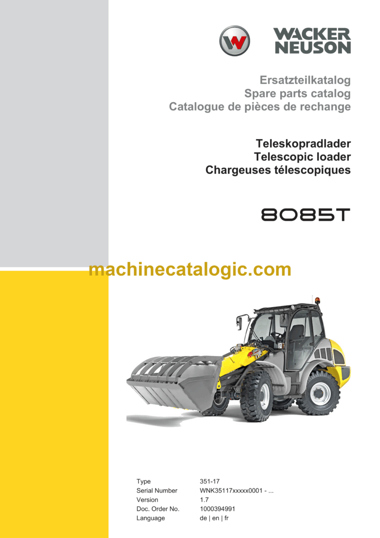 Wacker Neuson 8085T Telescopic Loader Parts Manual