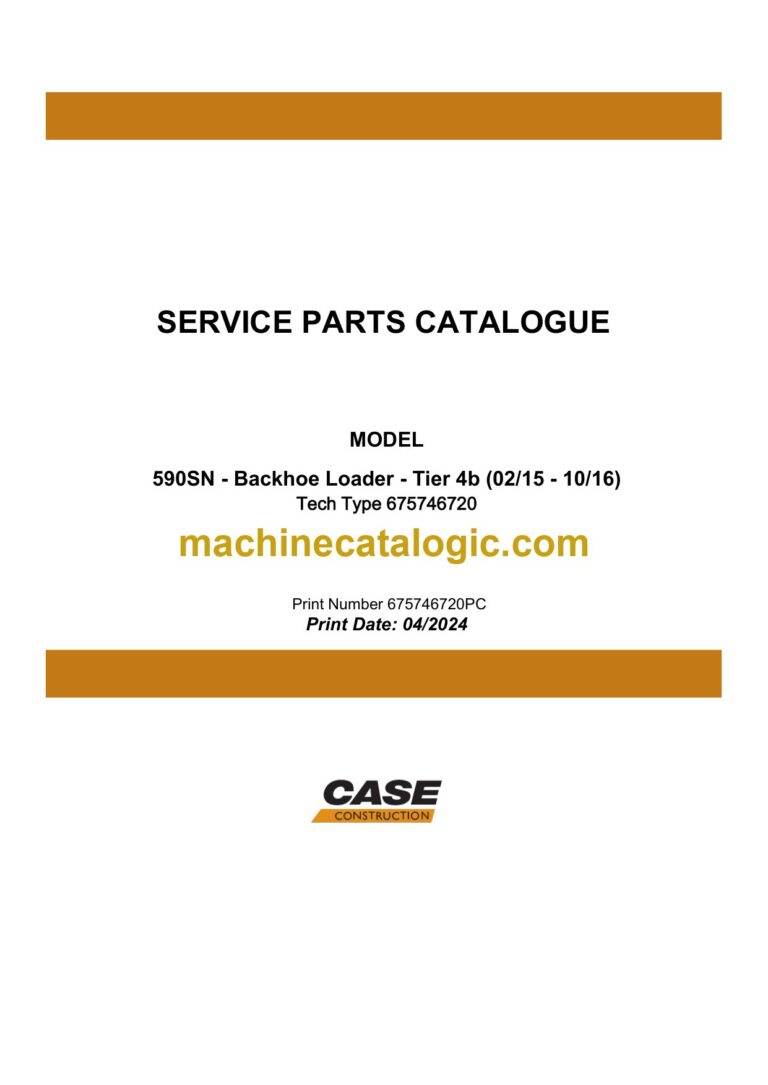 Case 590SN Tier 4B Backhoe Loader Service Parts Catalogue
