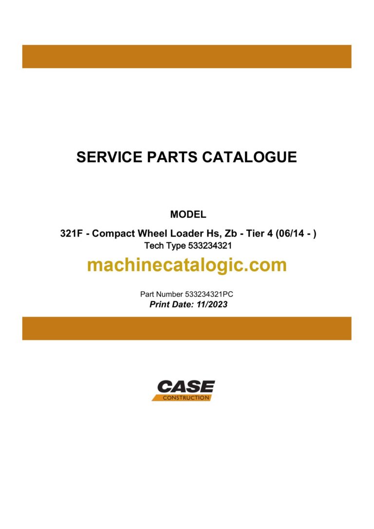 Case 312F Tier 4 Compact Wheel Loader HS, ZB Service Parts Catalogue