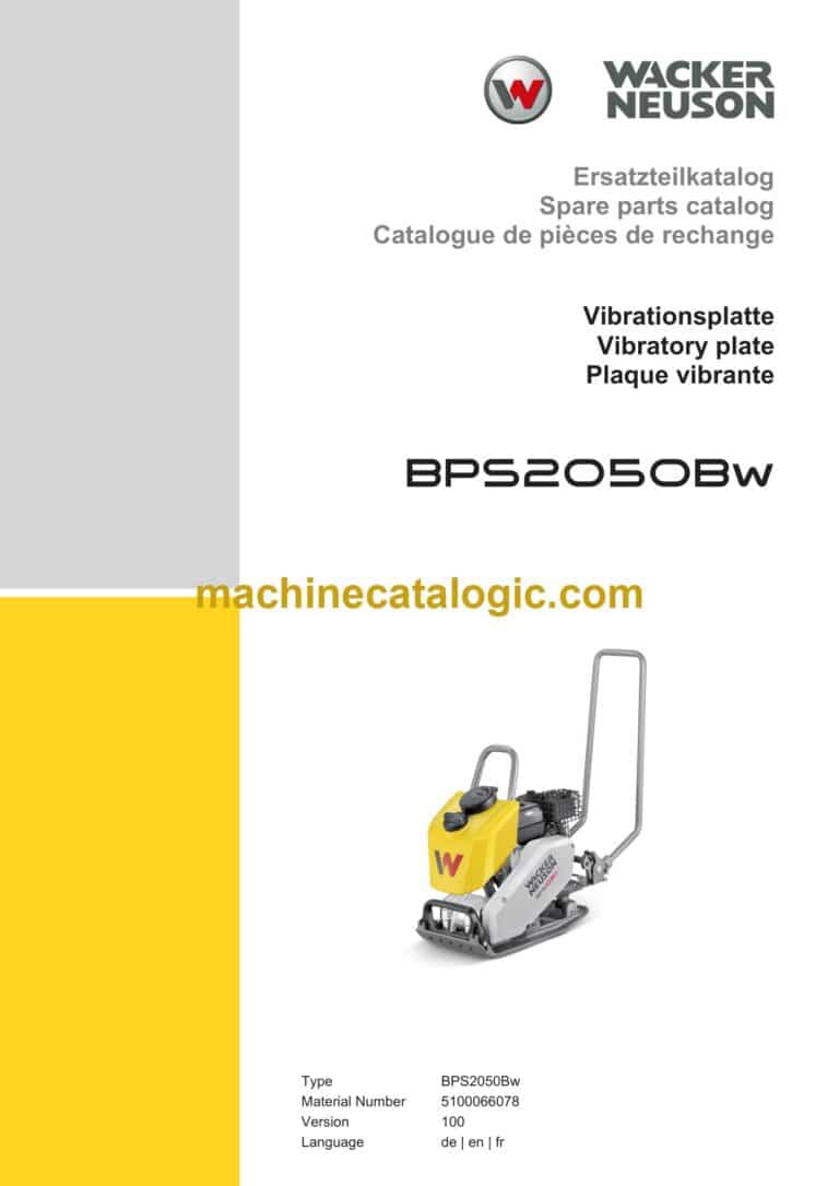 Wacker Neuson BPS2050Bw Vibratory Plate Parts Manual