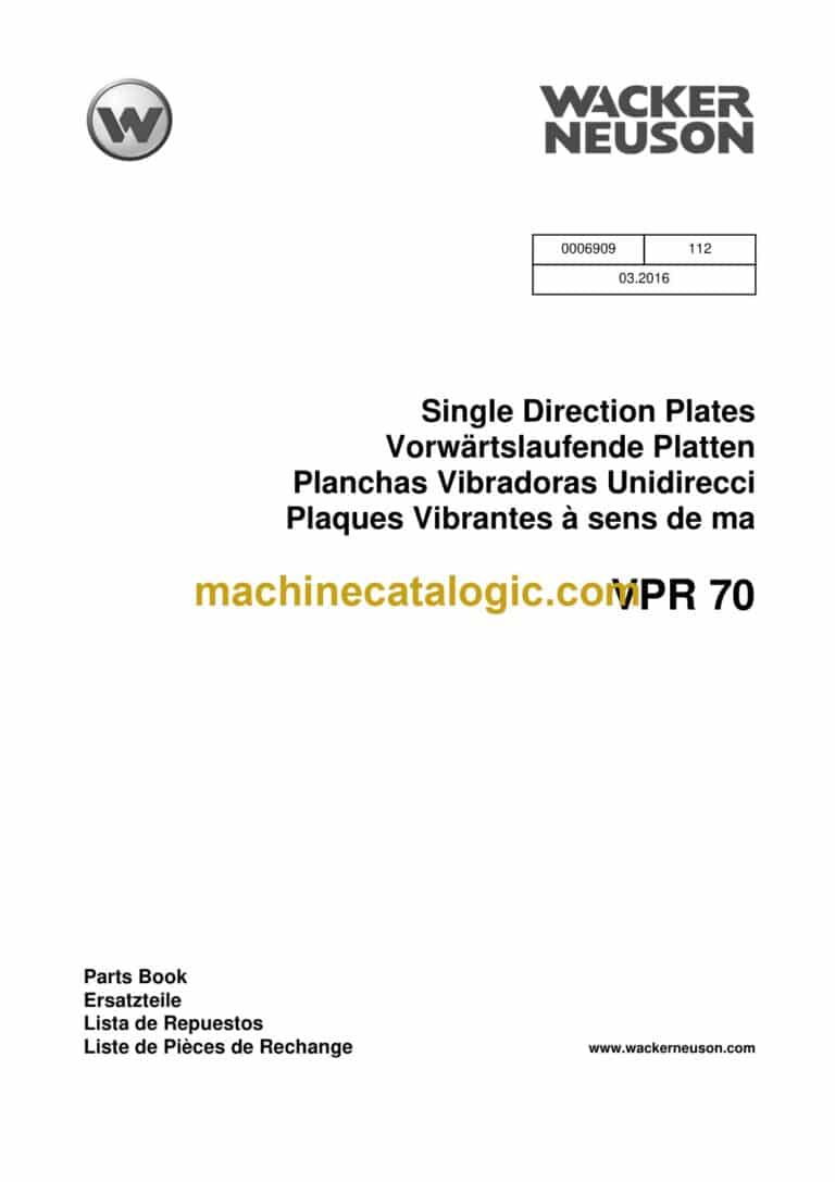 Wacker Neuson VPR70 Single Direction Plates Parts Manual