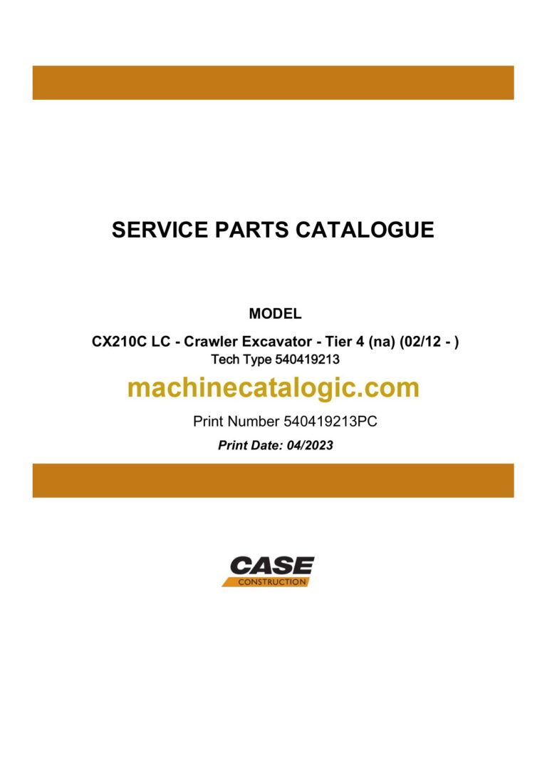 Case CX210C LC Tier 4 NA Crawler Excavator Service Parts Catalogue