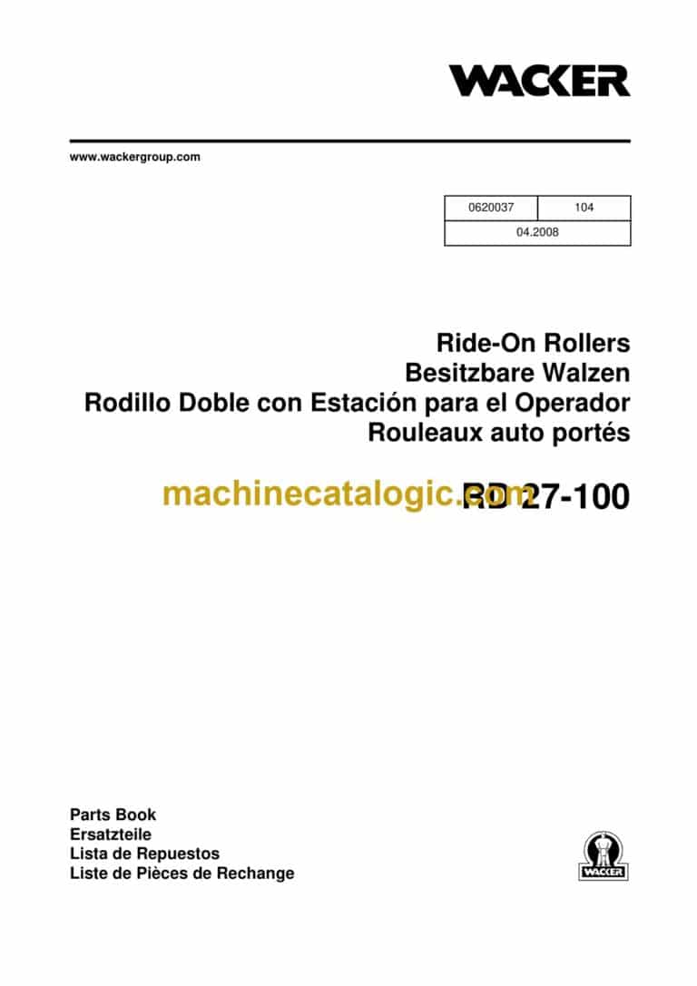 Wacker Neuson RD27-100 Ride-On Rollers Parts Manual