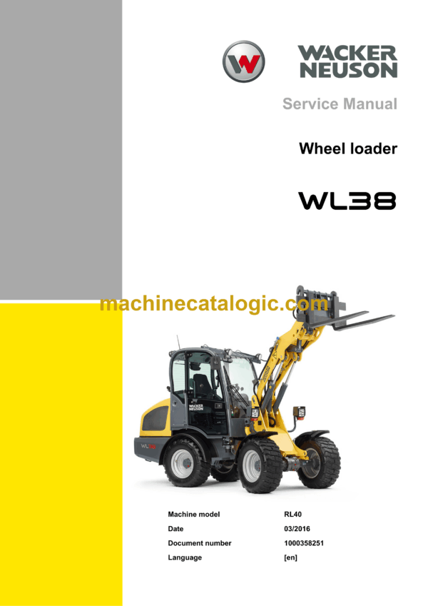 Wacker Neuson WL38 Wheel Loader Repair Manual