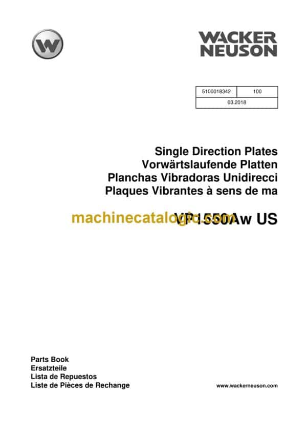 Wacker Neuson VP1550Aw US Single Direction Plates Parts Manual