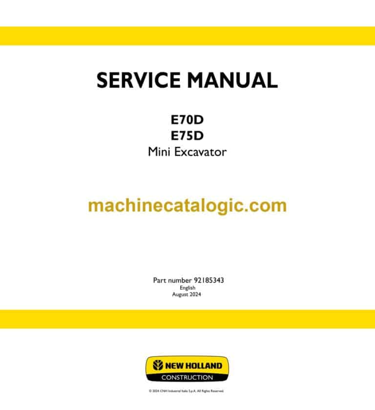 New Holland E70D, E75D Mini Excavator Service Manual
