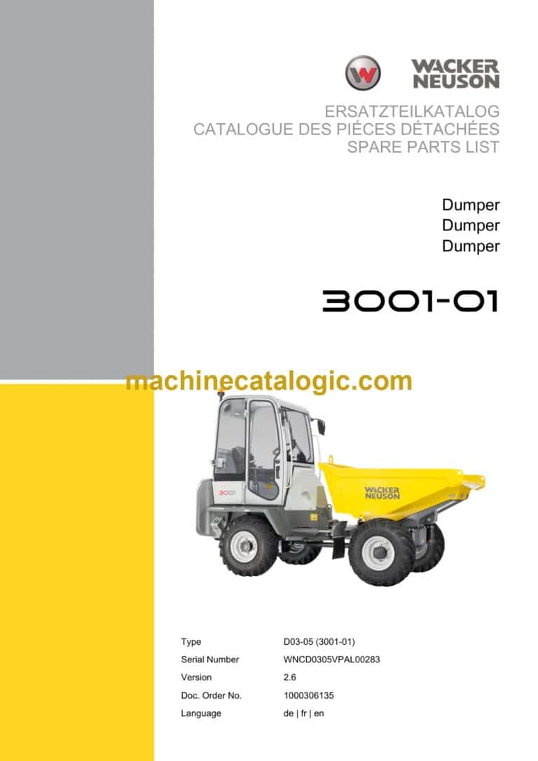 Wacker Neuson 3001-01 Dumper Parts Manual