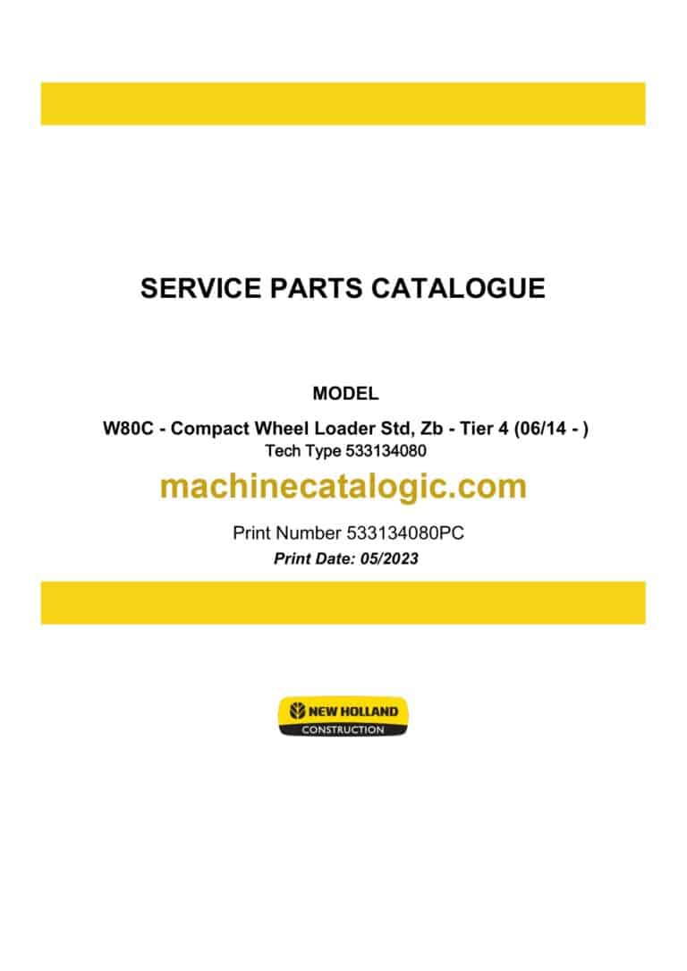 New Holland W80C STD, ZB Tier 4 Compact Wheel Loader Service Parts Catalogue
