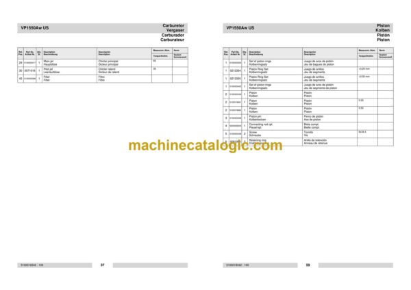 Wacker Neuson VP1550Aw US Single Direction Plates Parts Manual - Image 4