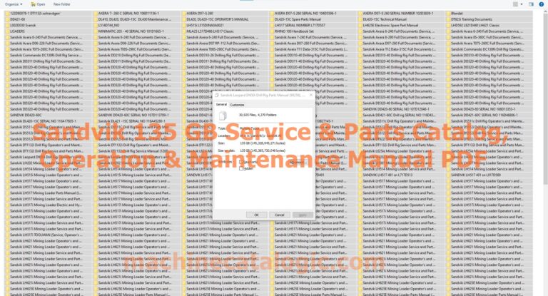 Sandvik 135 GB Service & Parts Catalog, Operation & Maintenance Manual PDF