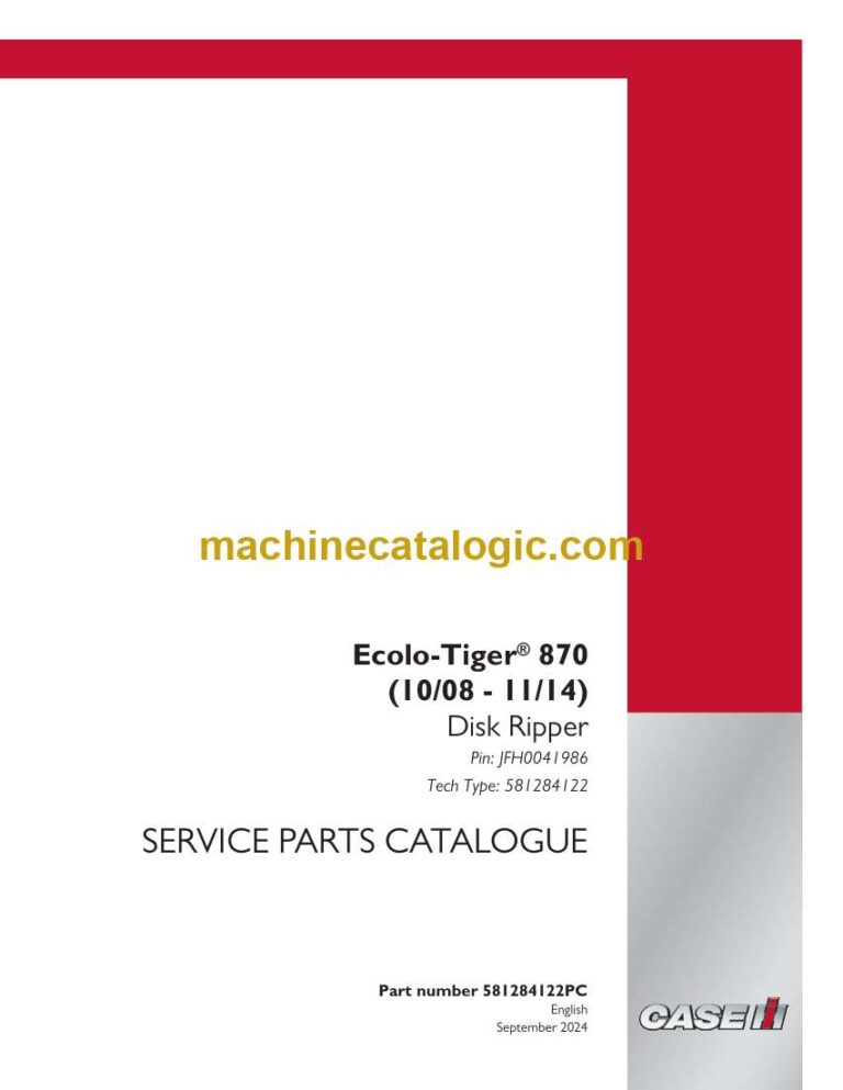 Case Ecolo-Tiger 870 Disk Ripper Service Parts Catalogue