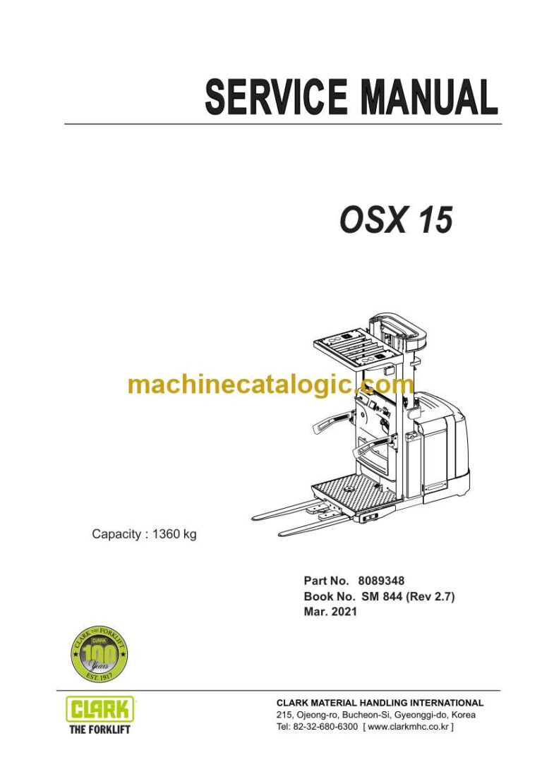 Clark OSX15 Forklift Service Manual (SM844)