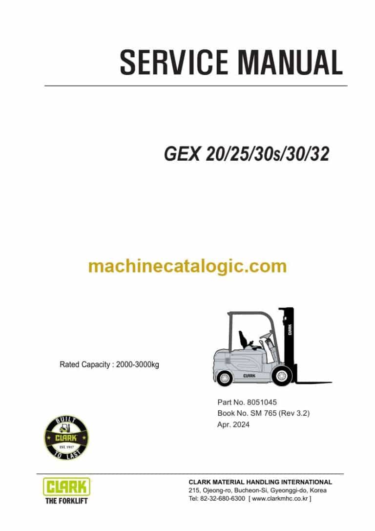 Clark GEX20, GEX25, GEX30s, GEX30, GEX32 Forklift Service Manual (SM765)