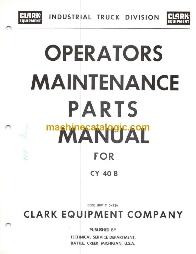 Clark CY40B Forklift Operators and Maintenance Manual (O-234)