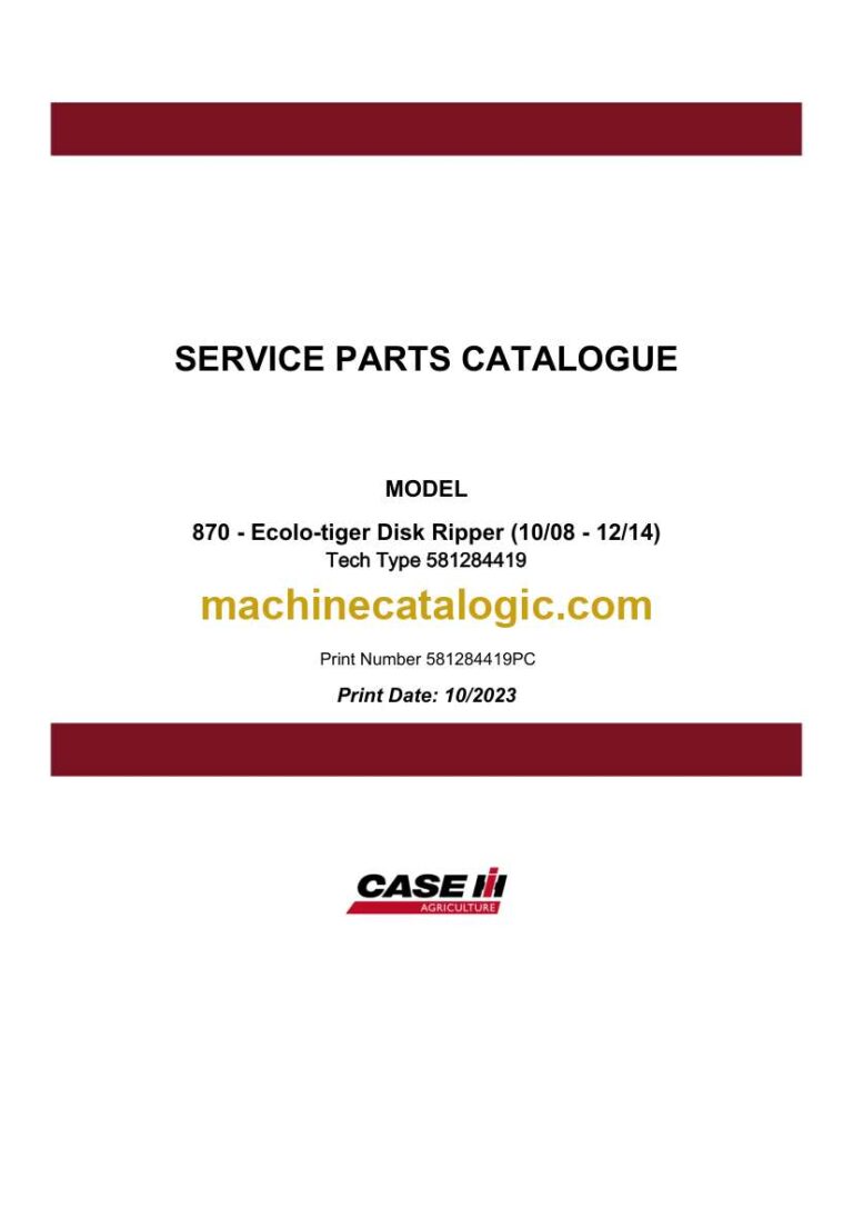 Case 870 Ecolo-Tiger Disk Ripper Service Parts Catalogue (581284419PC)