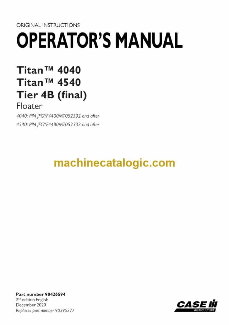 Case Titan 4040 Titan, 4540 Tier 4B Final Floater Operator Manual