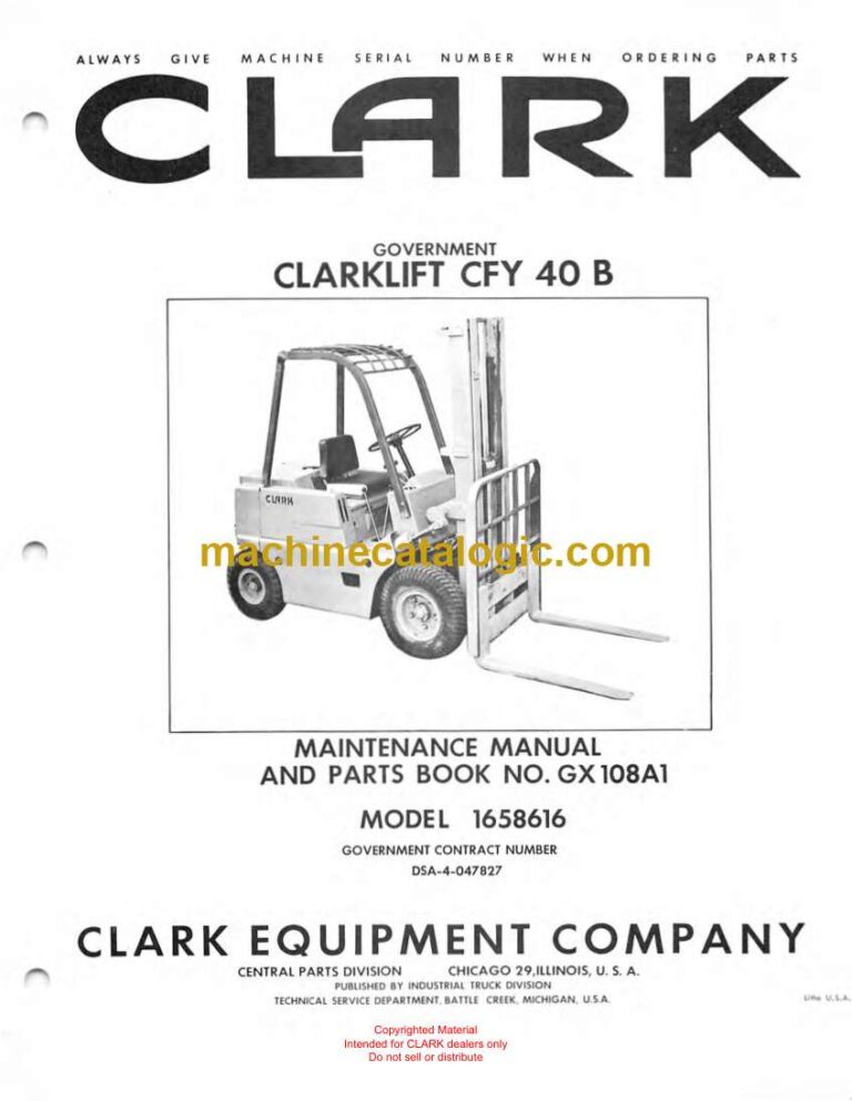 Clark Clarklift CFY40B Forklift Parts Manual (GX108A1)