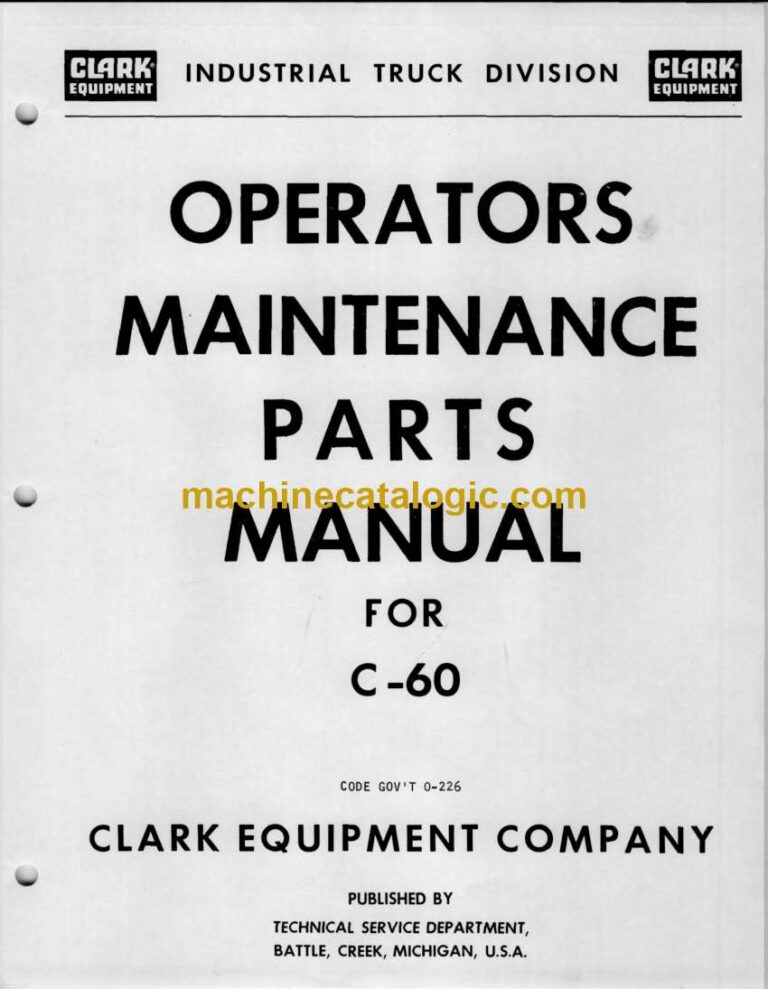 Clark C60 Forklift Operator and Maintenance Manual (O-226)