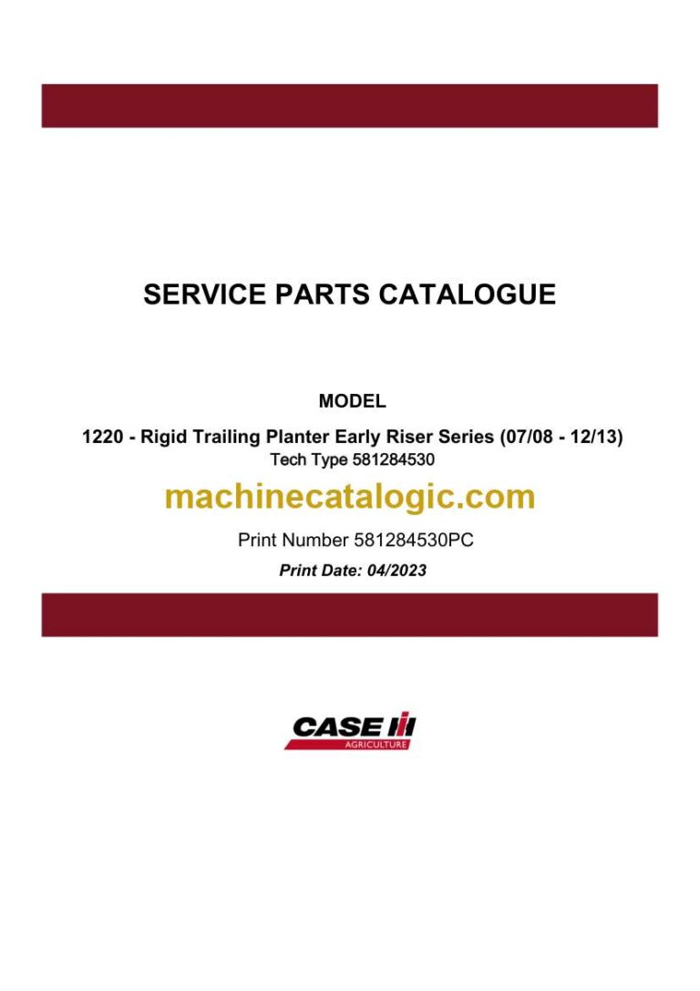 Case 1220 Rigid Trailing Planter Early Riser Series Service Parts Catalogue