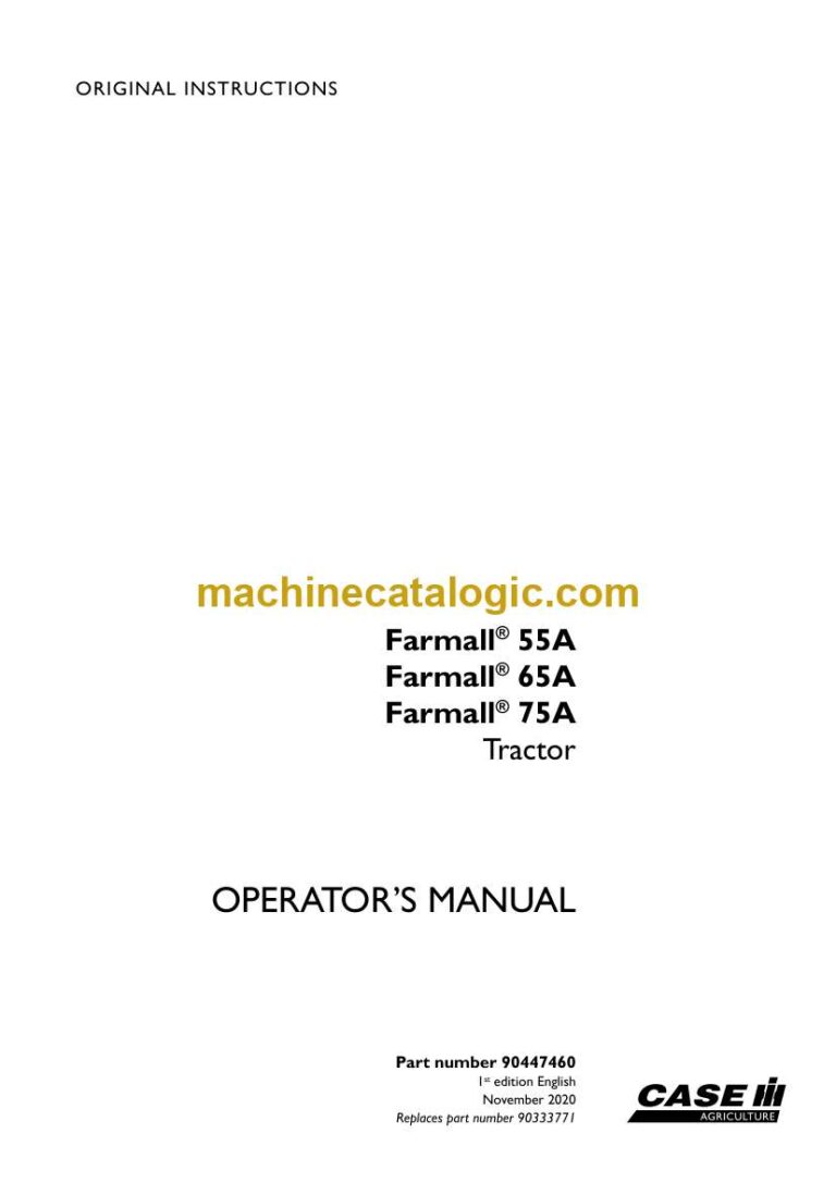Case Farmall 55A, 65A, 65A Tractor Operator Manual