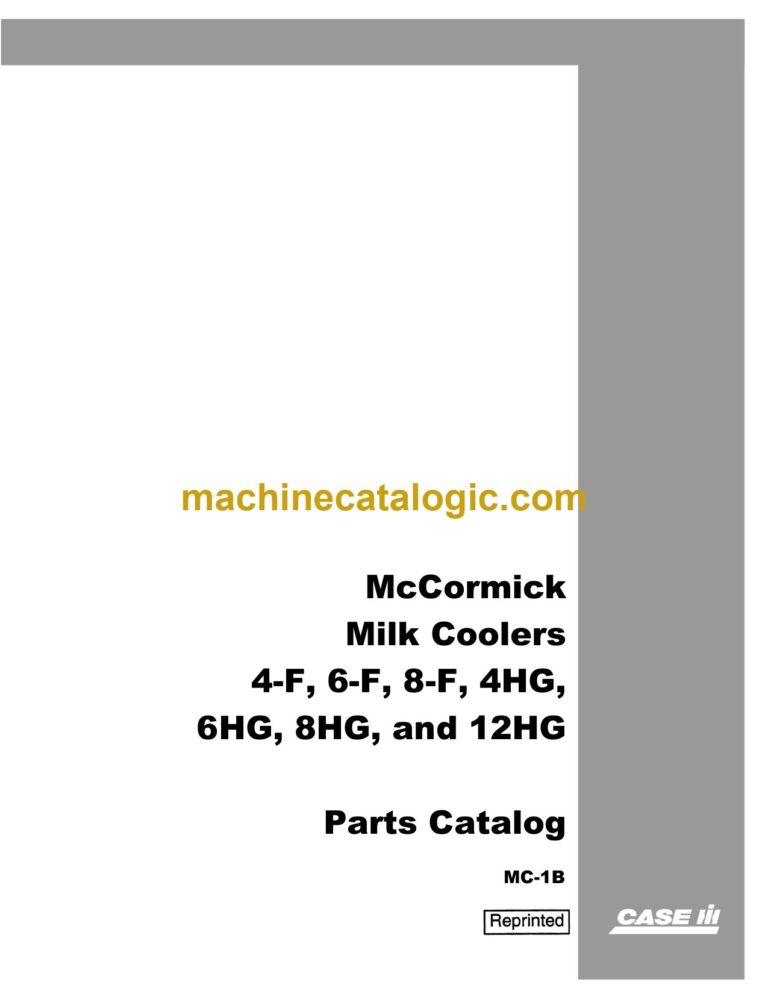 Case McCormick Milk Coolers 4-F, 6-F, 8-F, 4HG, 6HG, 8HG, 12HG Parts Catalog