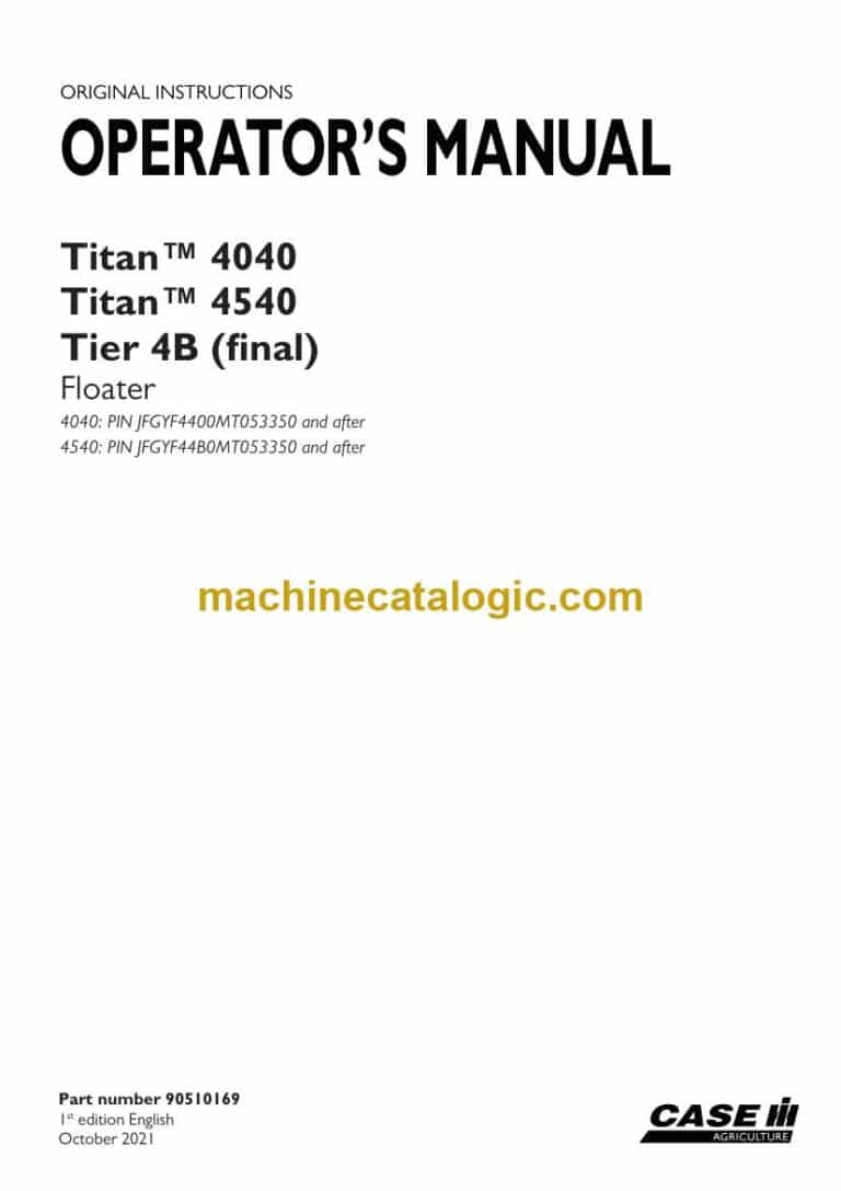 Case Titan 4040 Titan, 4540 Tier 4B Final Floater Operator Manual (90510169)