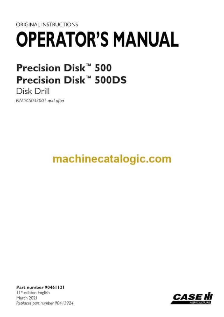 Case Precision Disk 500, 500DS Disk Drill Operator Manual