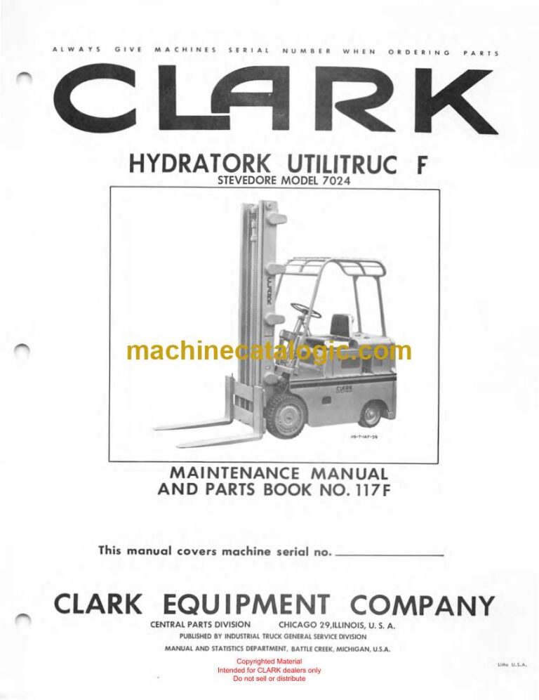 Clark Hydratork Utilitruc F Parts Manual (No. 117F)