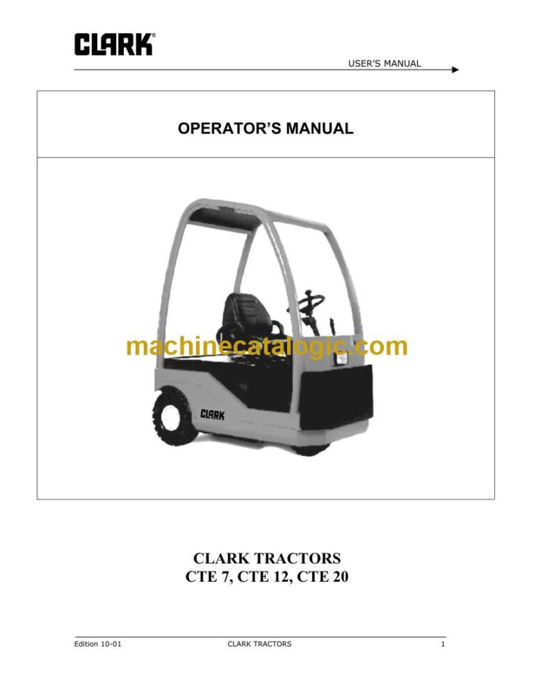 Clark Clarktor CTE7, CTE12, CTE20 Forklift Operators Manual (OI-797)