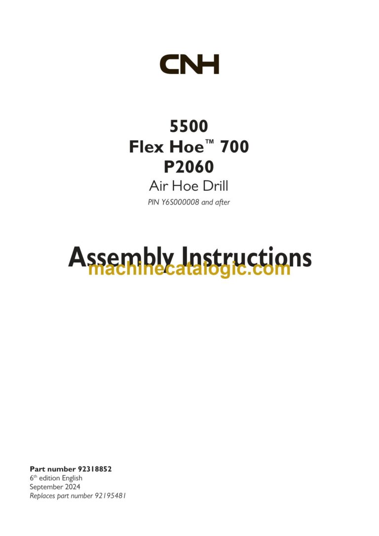 CNH 5500, Flex Hoe 700, P2060 Air Hoe Drill Assembly Instructions