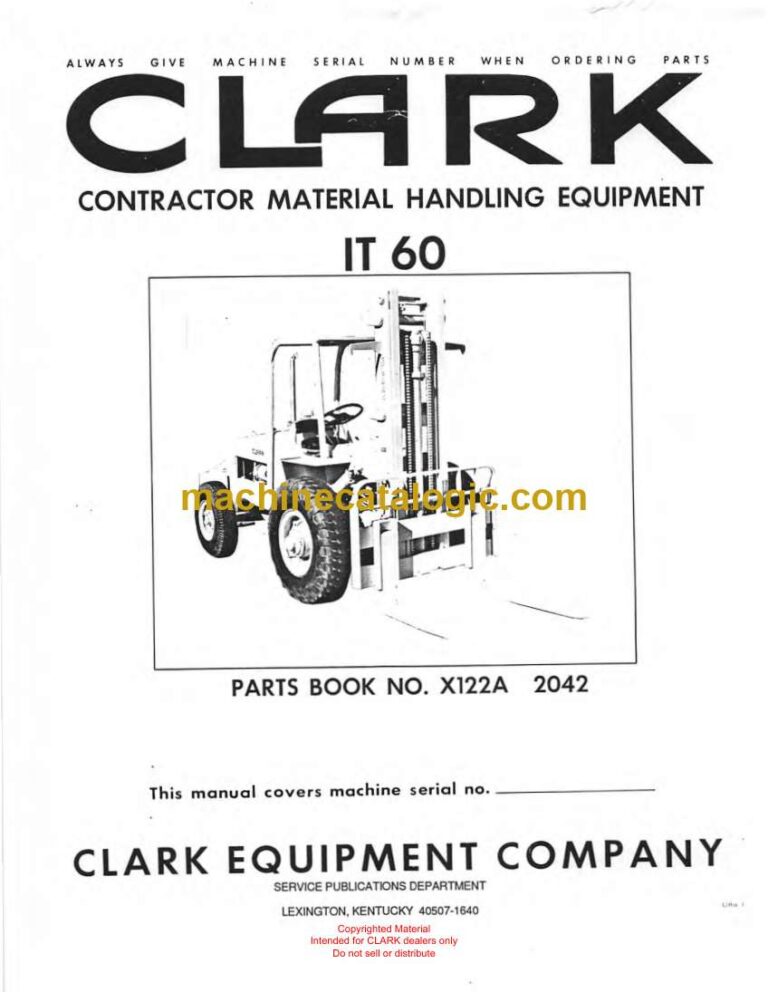 Clark IT60 Forklift Parts Manual (X122A)