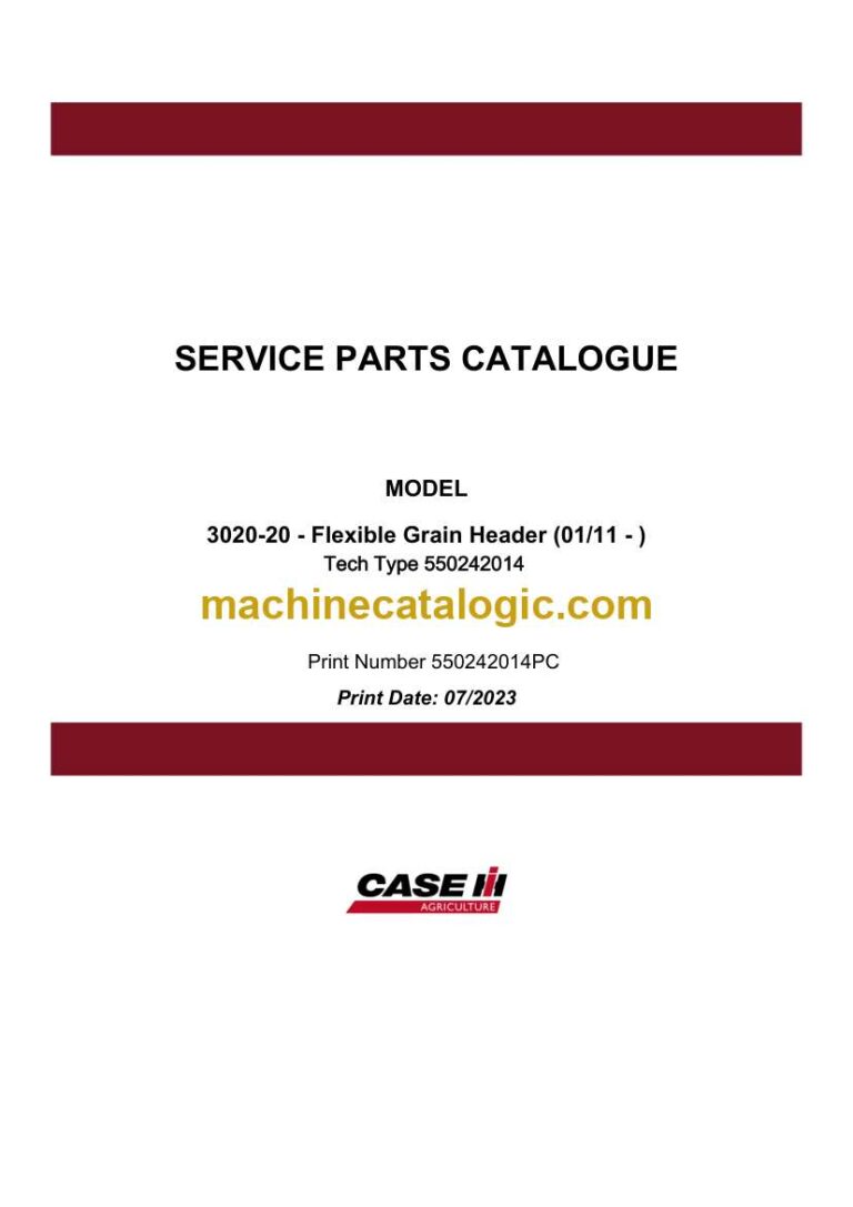Case 3020-20 Flexible Grain Header Service Parts Catalogue