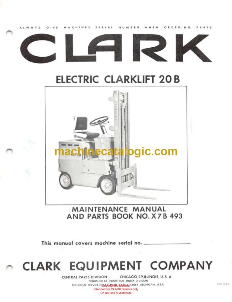 Clark Electric Clarklift 20B Forklift Parts Manual (X7B)