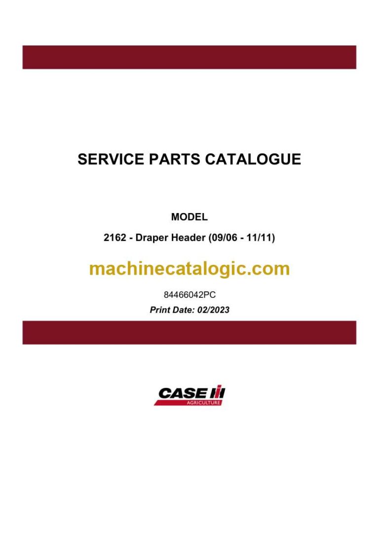 Case 2162 Draper Header Service Parts Catalogue (84466042PC)