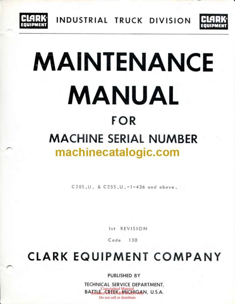 Clark C20S.U. & C25S.U. -1-436 and Above Maintenance Manual (Code 130)