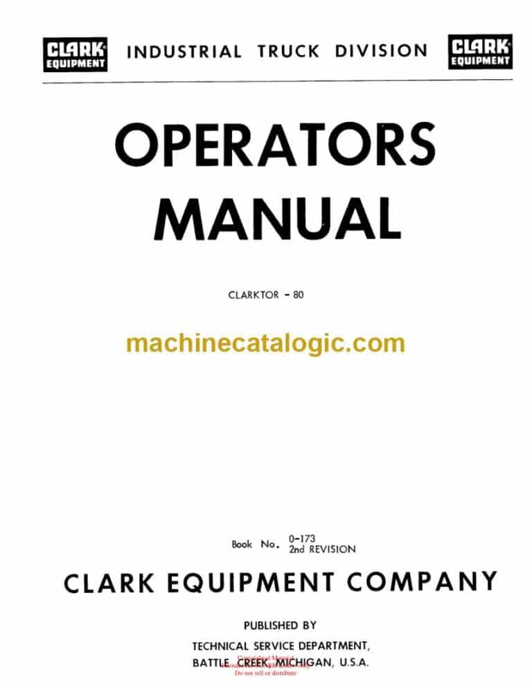 Clark Clarktor 80 Operators Manual (O-173)