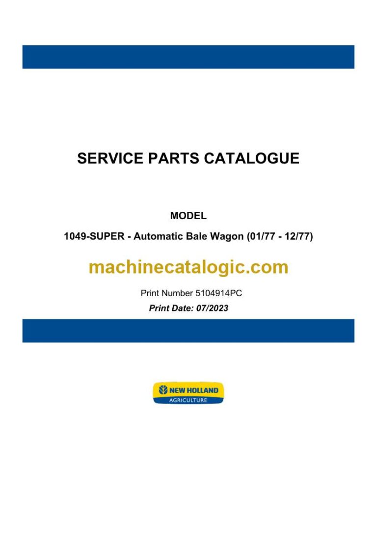 New Holland 1049 Super Automatic Bale Wagon Service Parts Catalogue